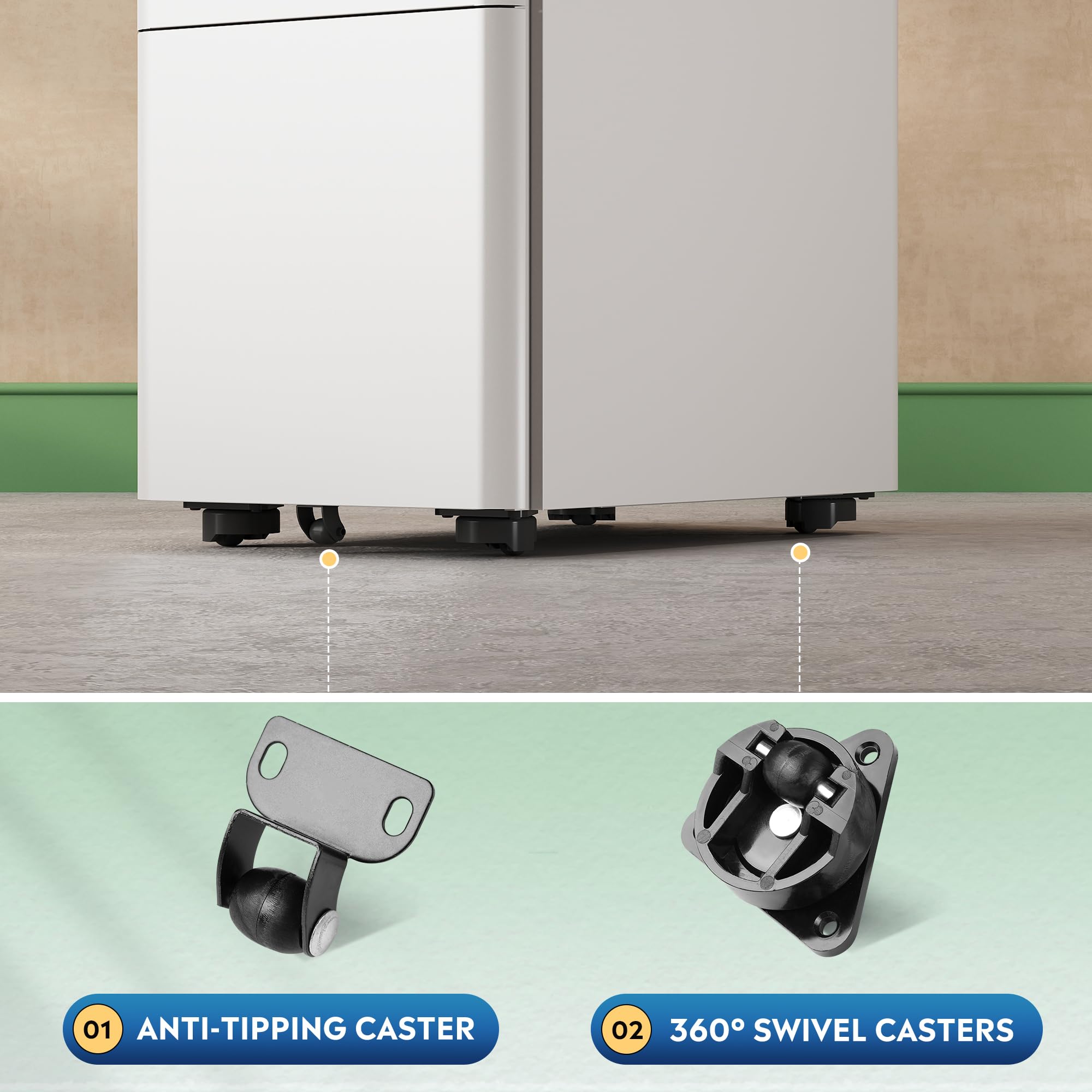 3 Drawer Mobile File Cabinet with Lock