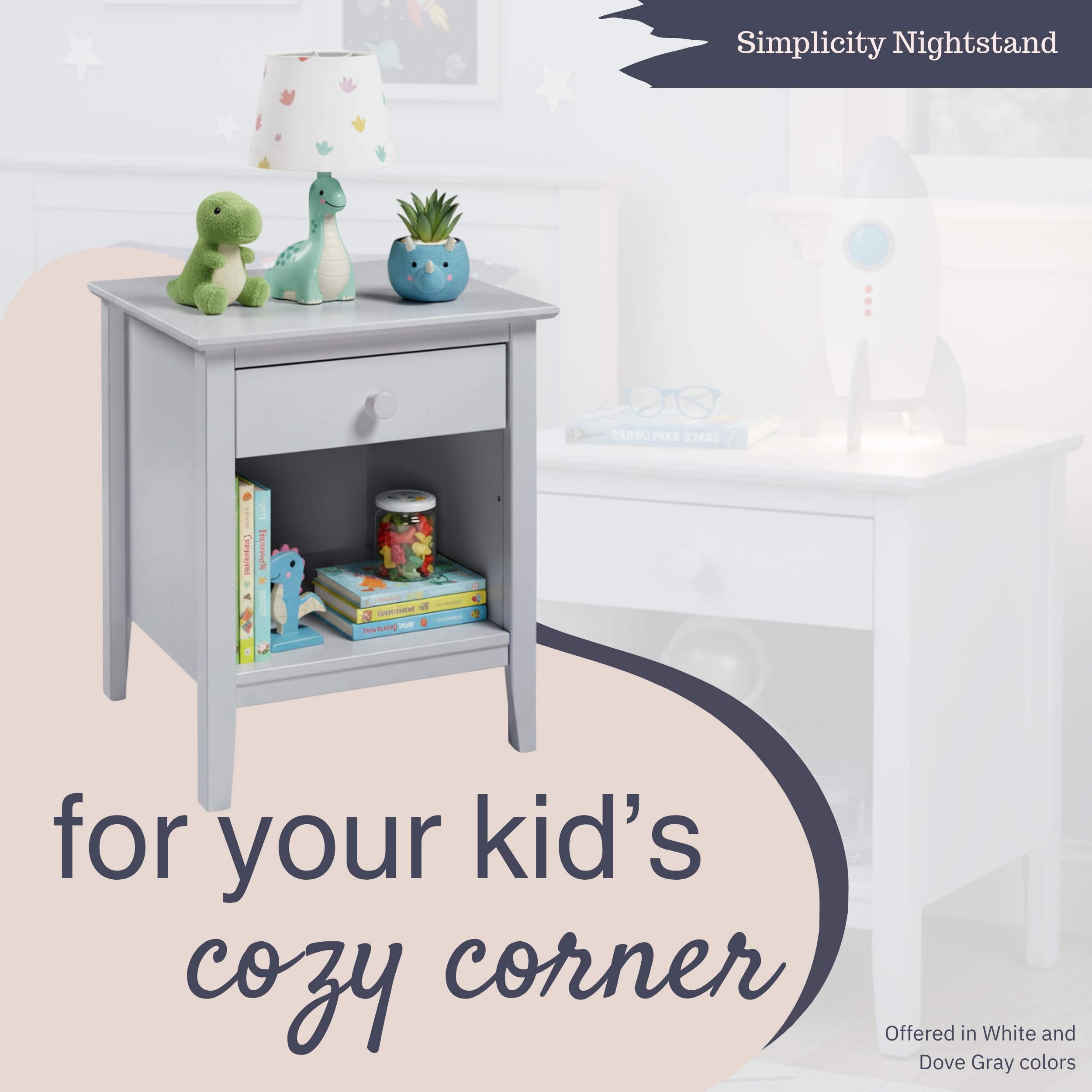 Wooden Nightstand with Drawer and Storage