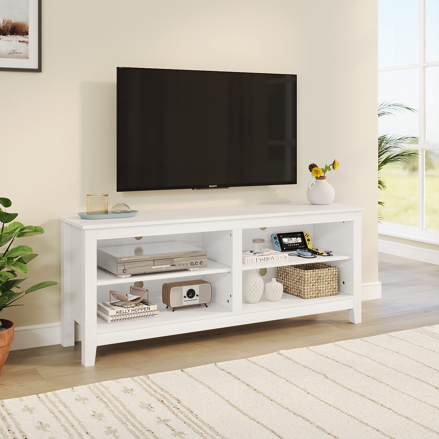 Classic 4 Cubby TV Stand for 60 Inch TV