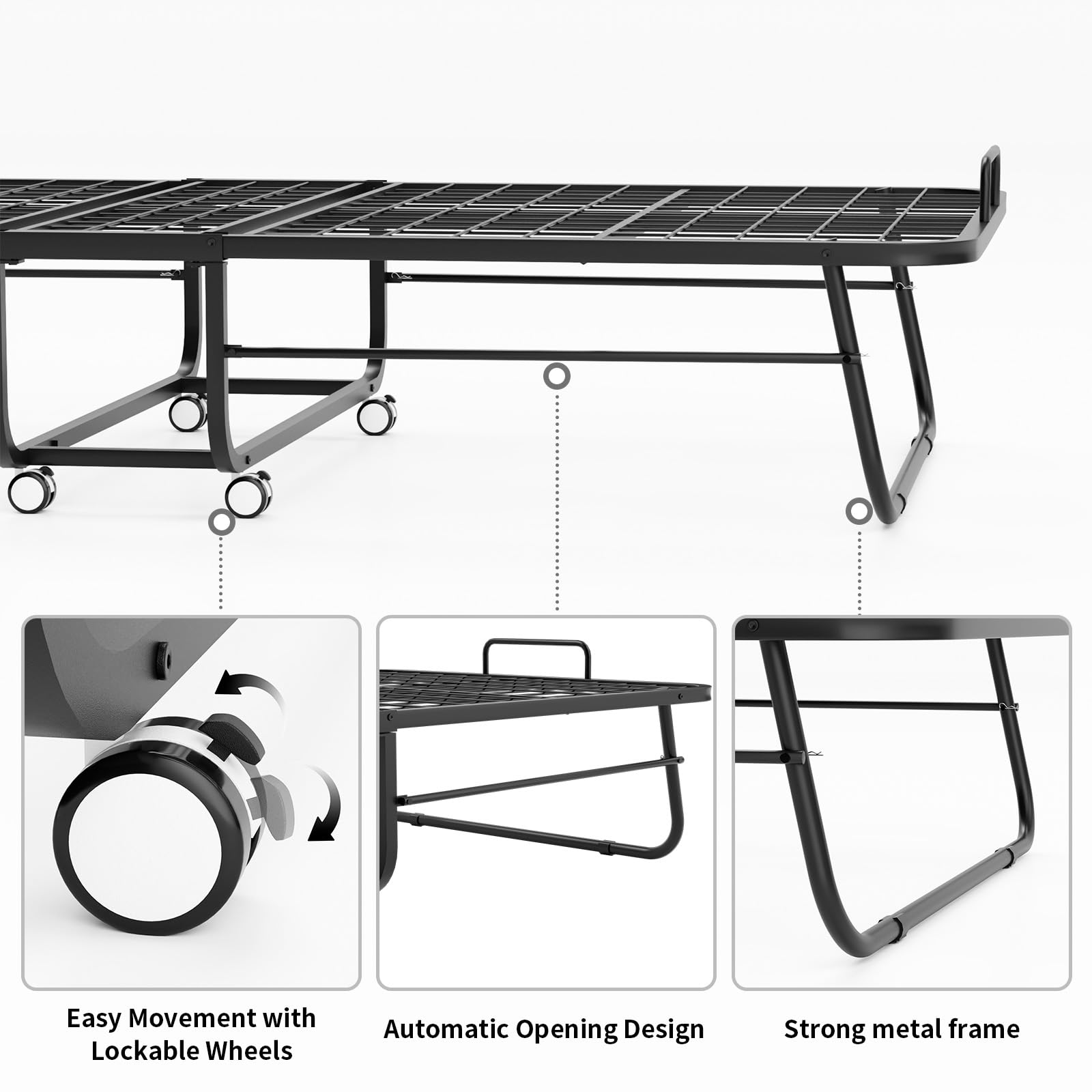 Folding Bed with Memory Foam Mattress 75x46