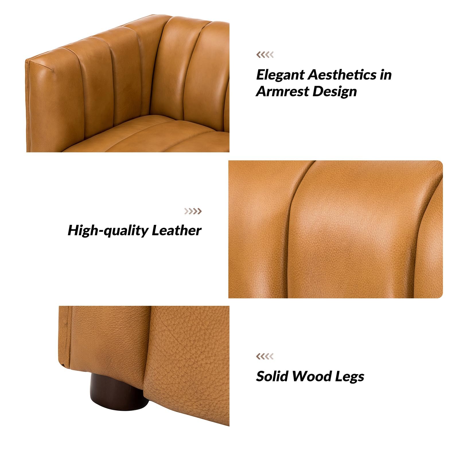 83" Genuine Leather Channel Tufted Sofa
