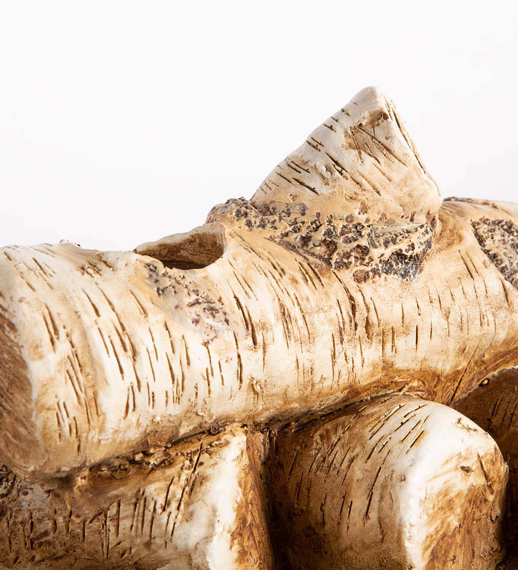Faux Birch Wood Resin Logs Tea Light Candle Holder