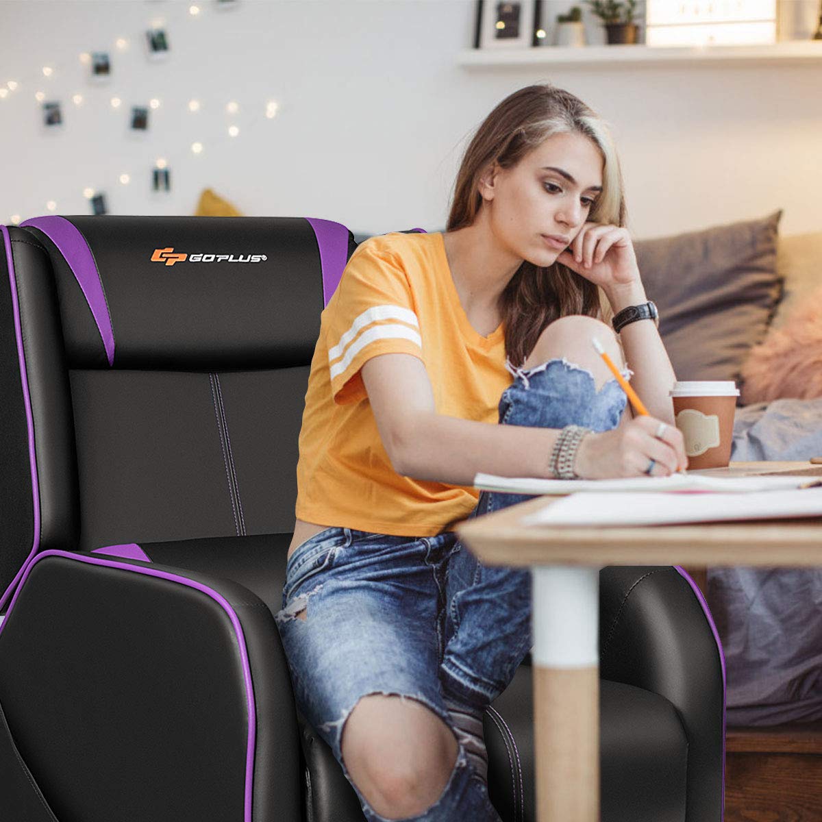 Gaming Recliner Chair with Massage and Footrest