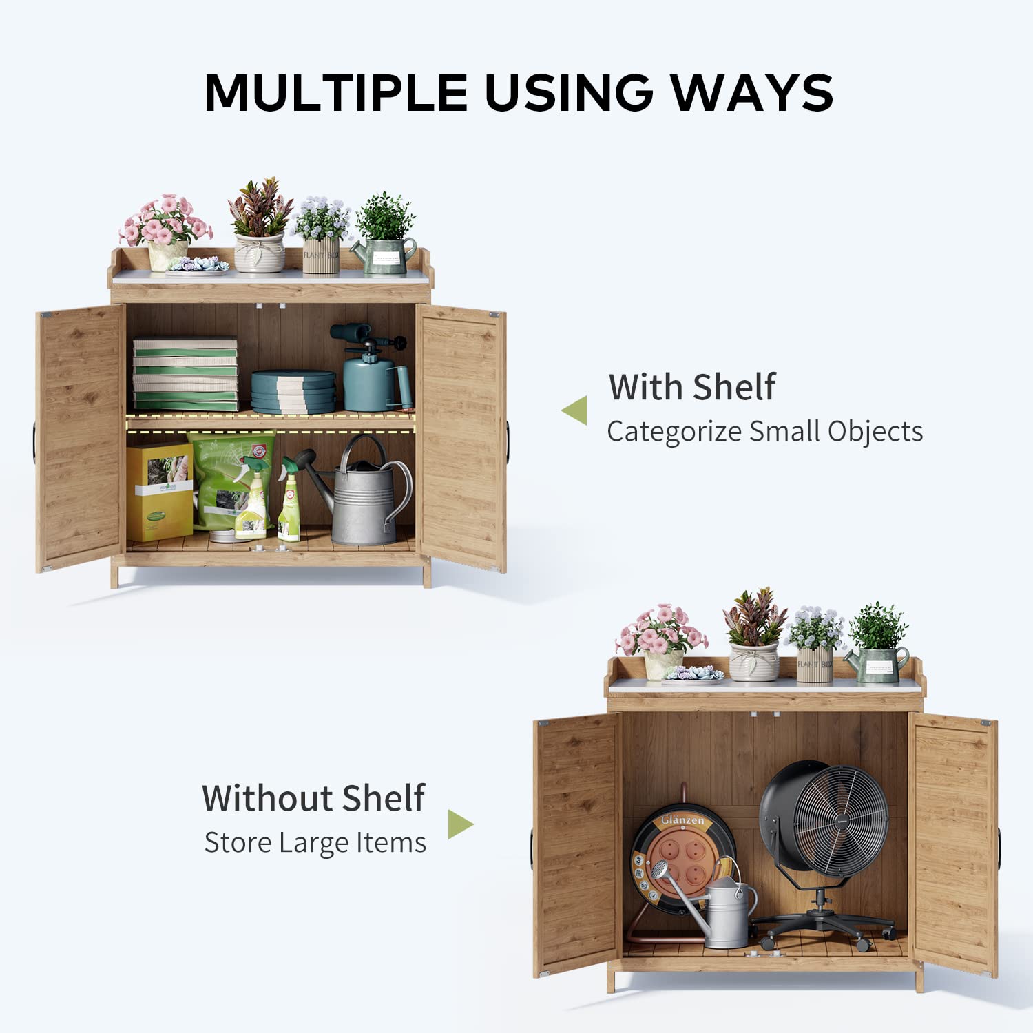 Outdoor Potting Bench with Metal Tabletop