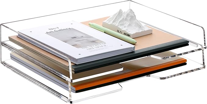 5-Tier Acrylic Desk File Organizer with Handle