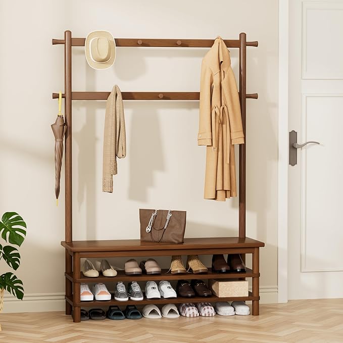 3-in-1 Hall Tree with Shoe Storage Bench