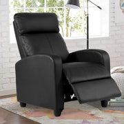 CL.HPAHKL Living Room Recliner Chair Modern Reclining Easy Lounge Winback Single Sofa Reading Chair PU Leather Home Theater Seating Adjustable Accent Armchair w/Thick Seat Cushion & Backrest, Black