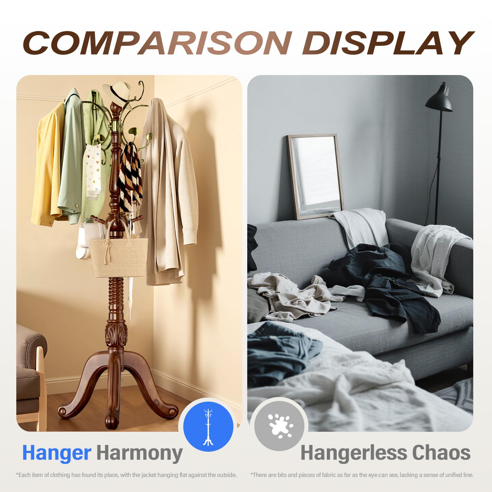 Freestanding Coat Rack with 12 Metal Hooks