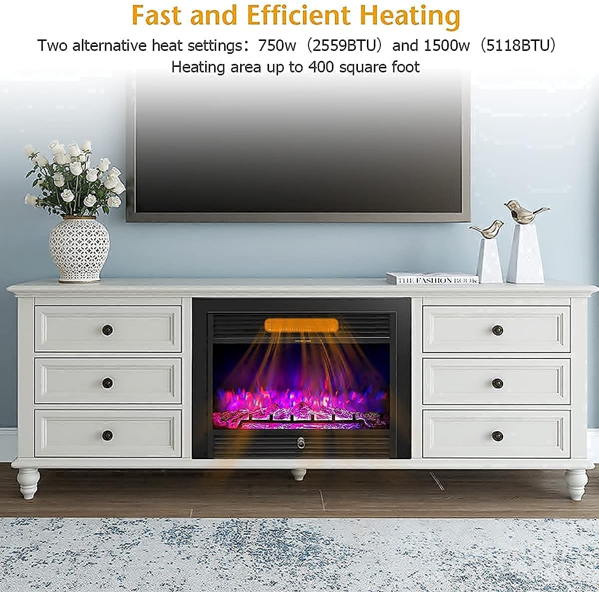 28.5" Electric Fireplace Insert with Remote Control