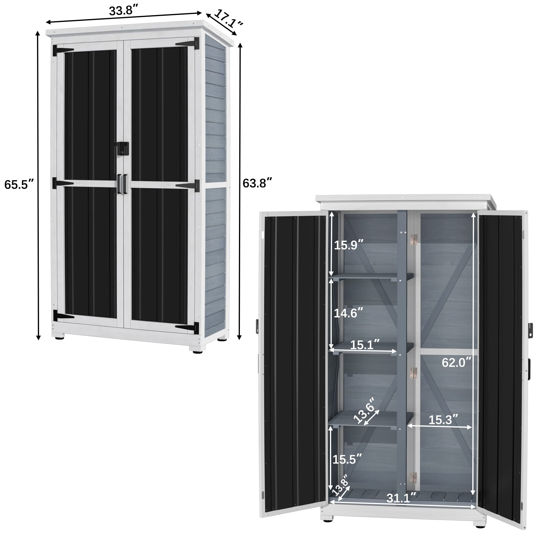 Outdoor Storage Cabinet with Waterproof Roof and Lockable Doors