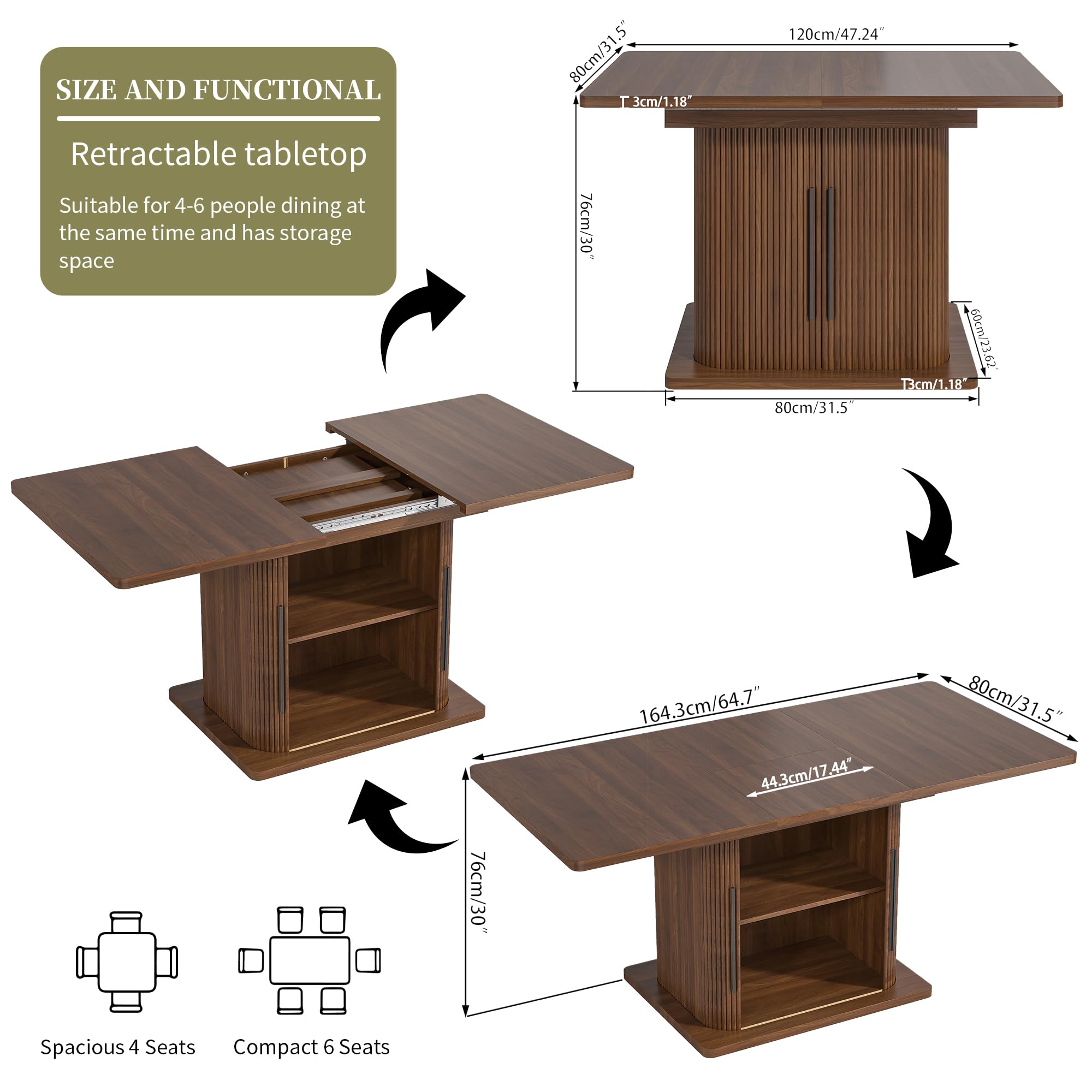 Extendable Dining Table with Storage