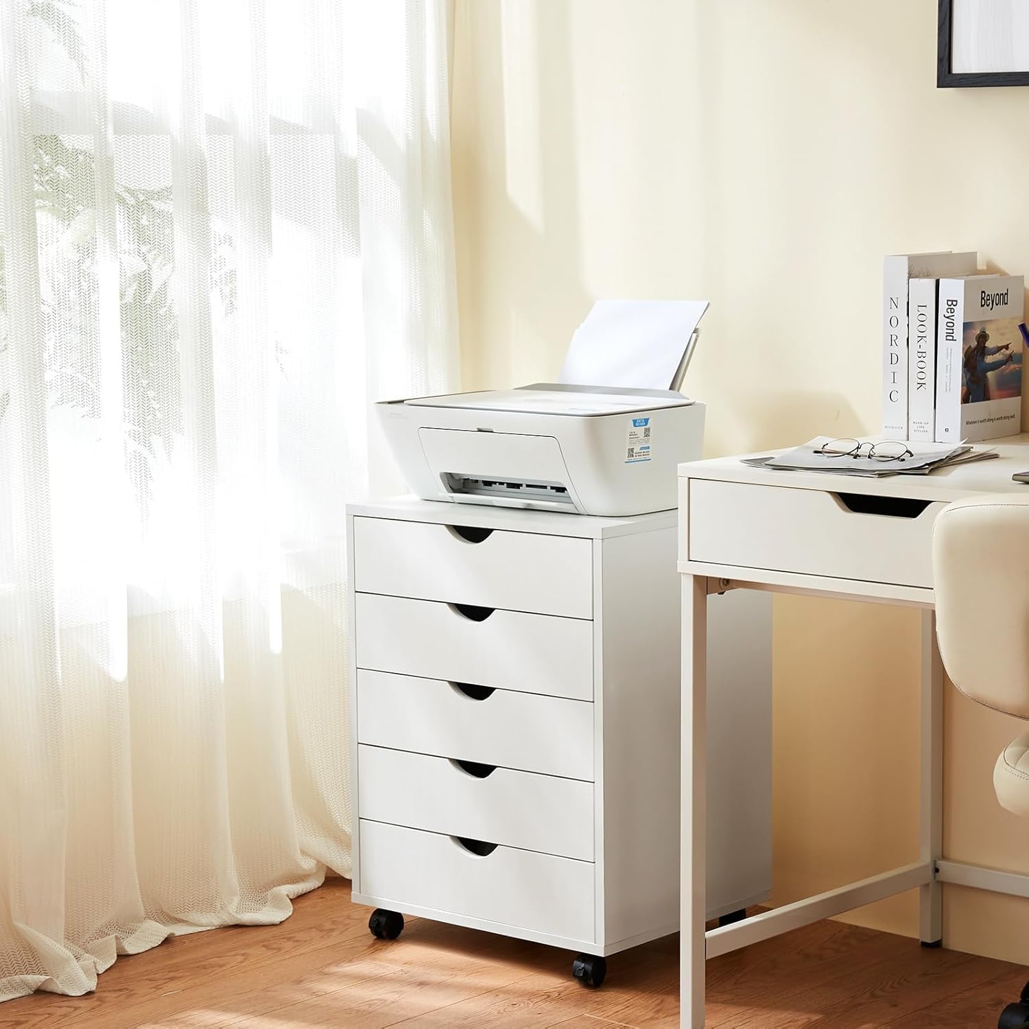 5-Drawer Mobile File Cabinet with Wheels