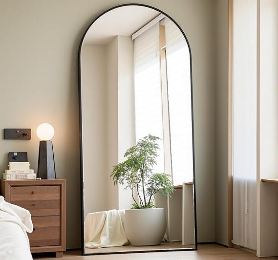 Arched Full Length Mirror 70x26 Gold Aluminum Frame