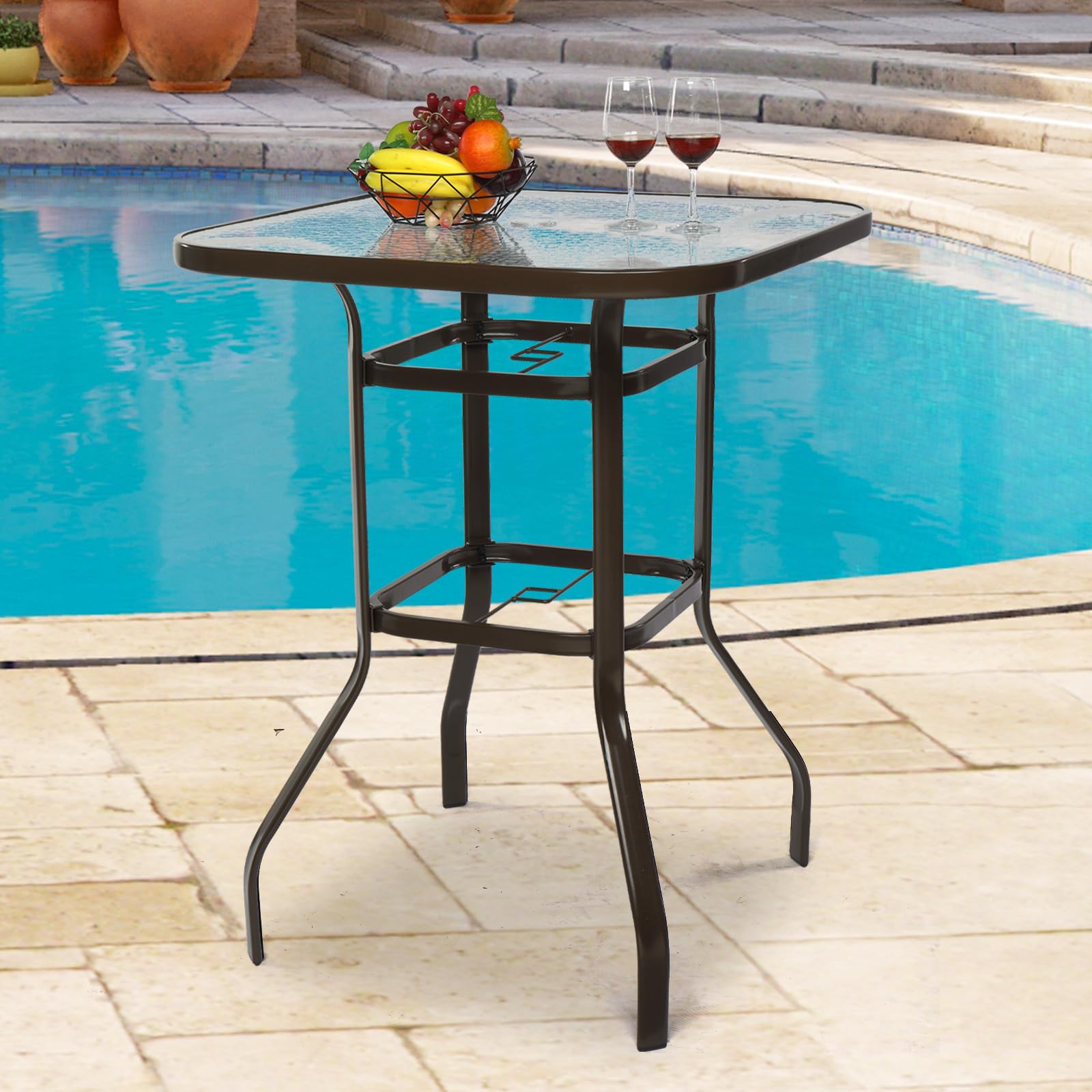Outdoor Bar Table with Umbrella Hole