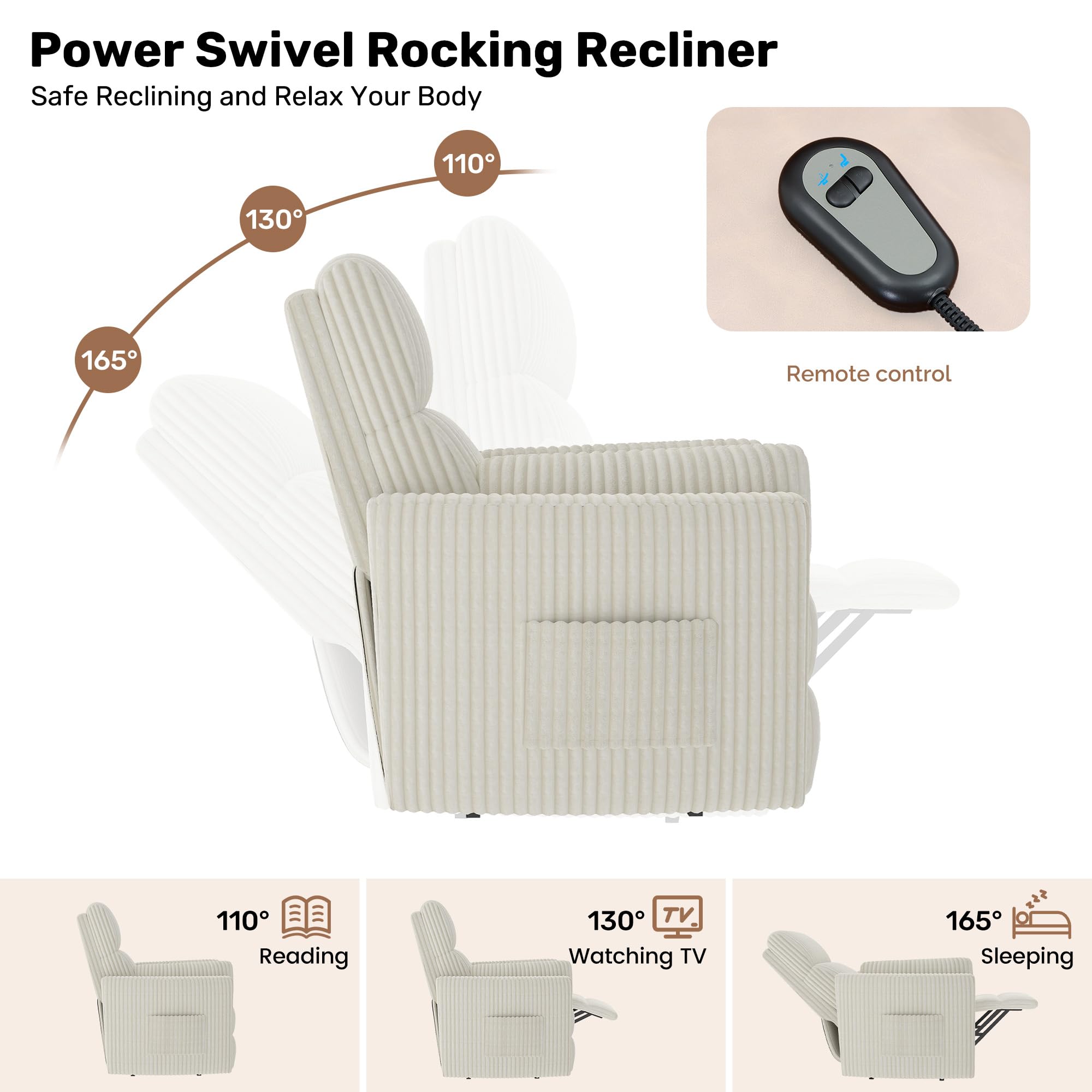 Round Power Lift Recliner Chair with Faux Fur