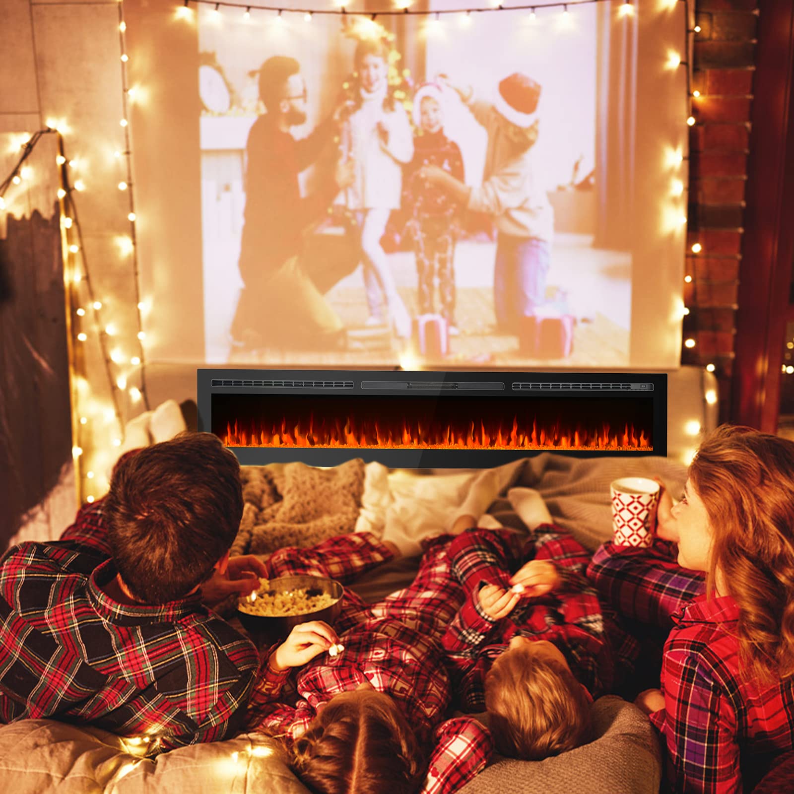 80 Inch Electric Fireplace Insert with Remote Control