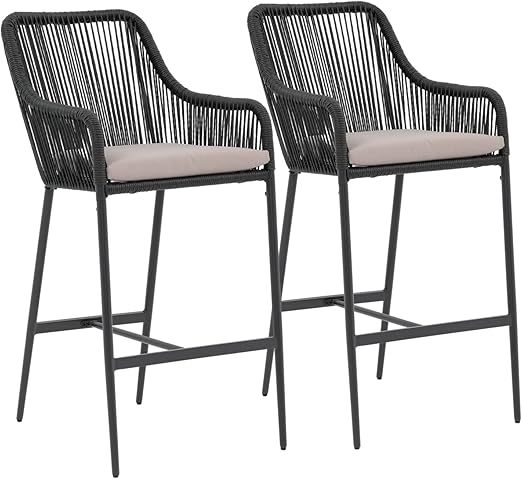 5-Piece Patio Bar Dining Set with Cushions