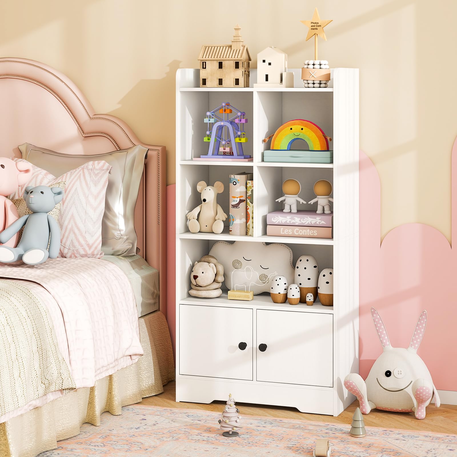 Kids Toy Storage Cabinet with Shelves and Doors