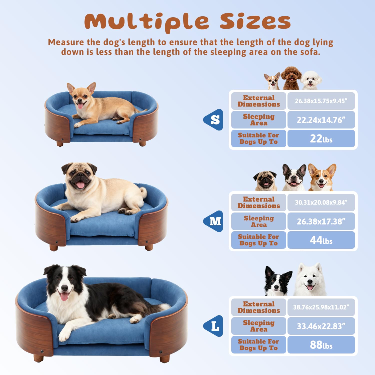 Elevated Dog Sofa Bed with Washable Cover - Small