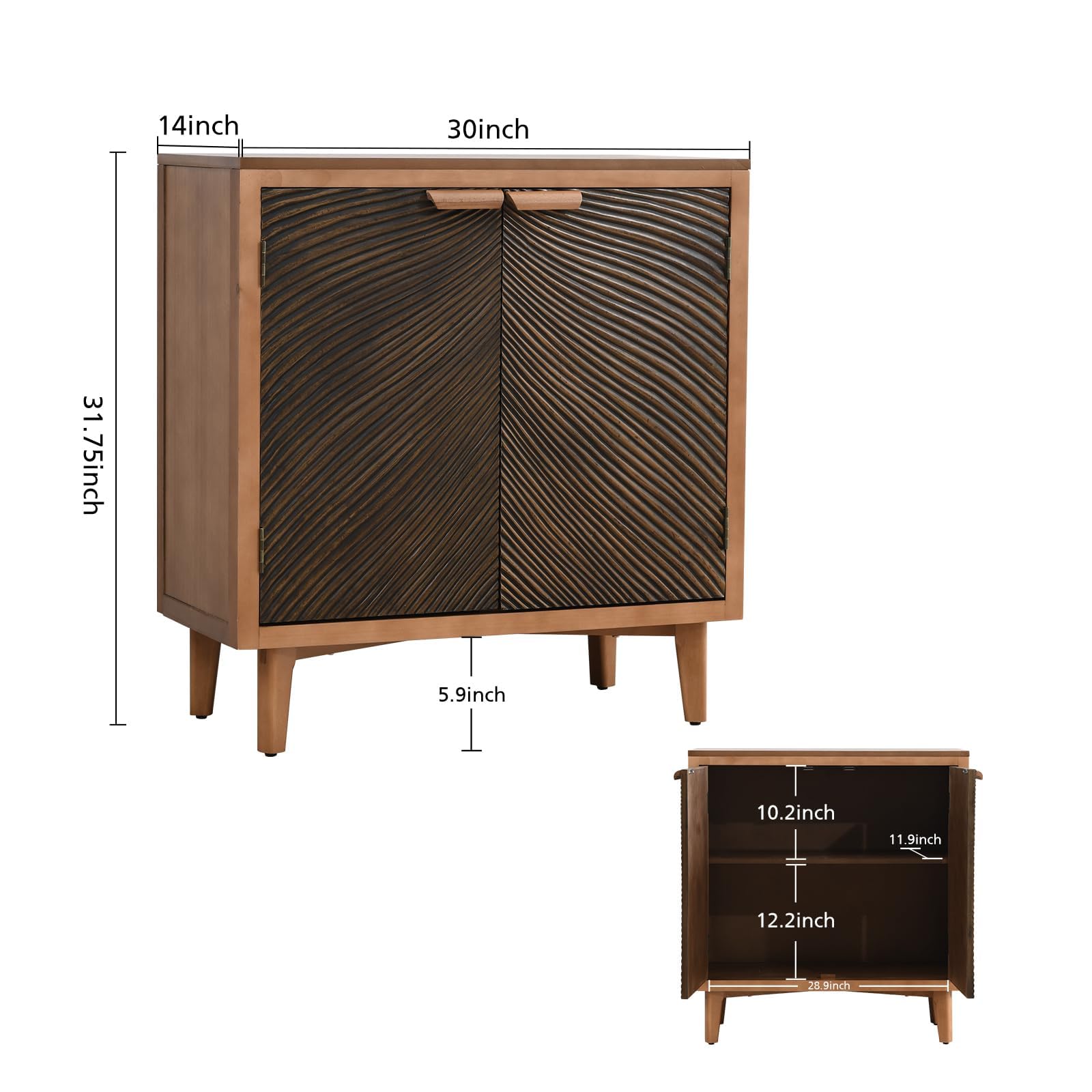 Carved Wood Accent Cabinet with 2 Doors