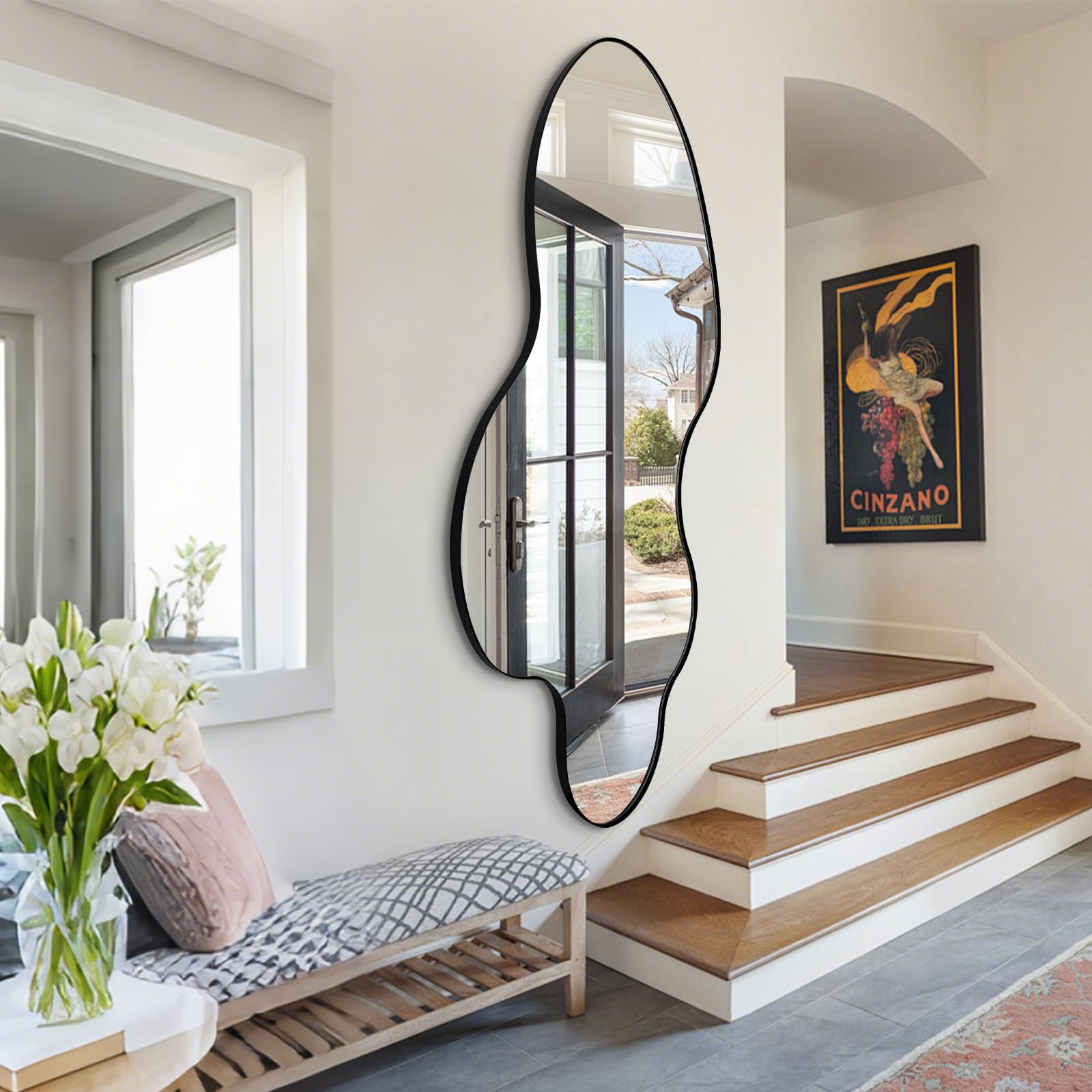 Irregular Asymmetrical Mirror 60x30 Full Length Metal Frame