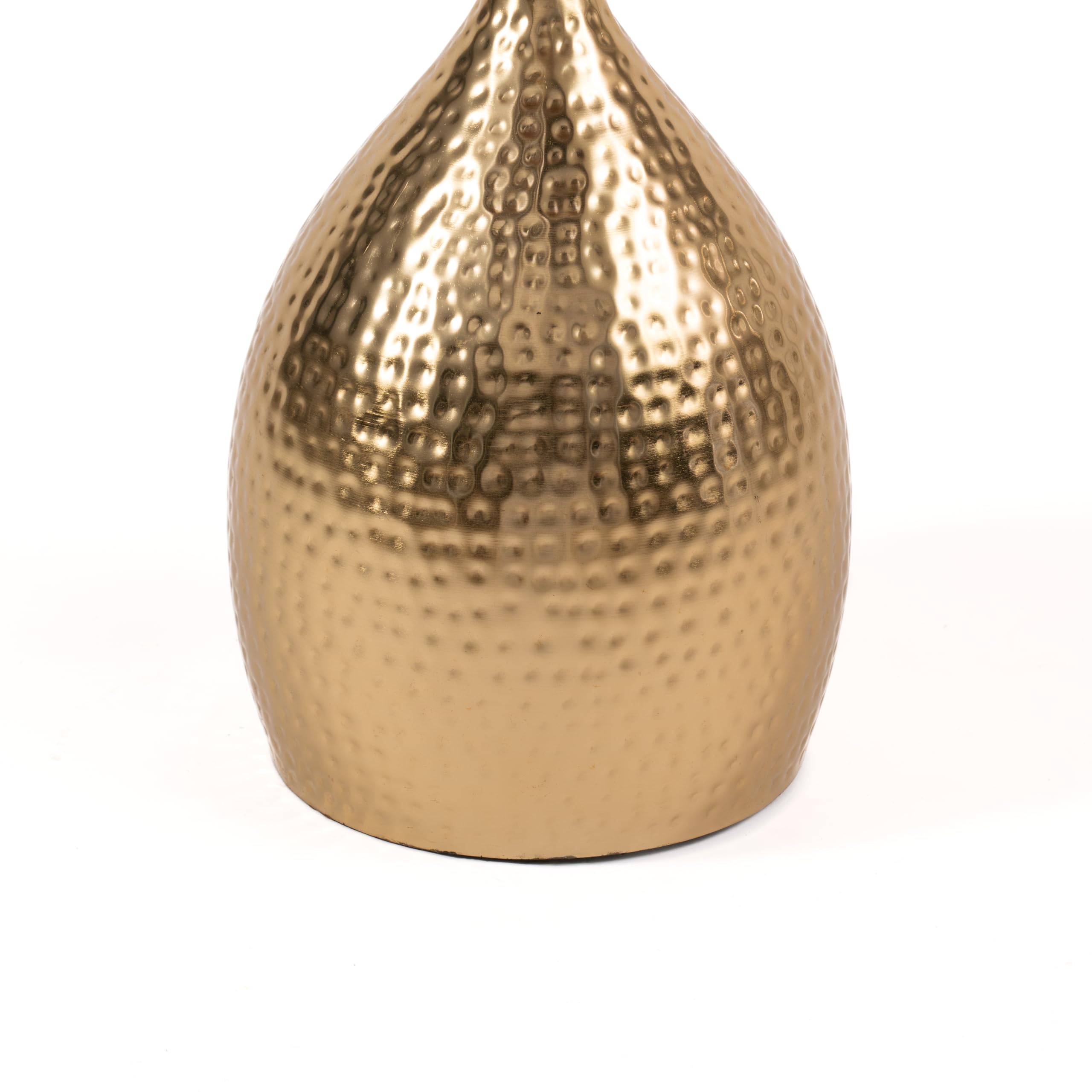 Round Marble Top Side Table with Hammered Gold Base