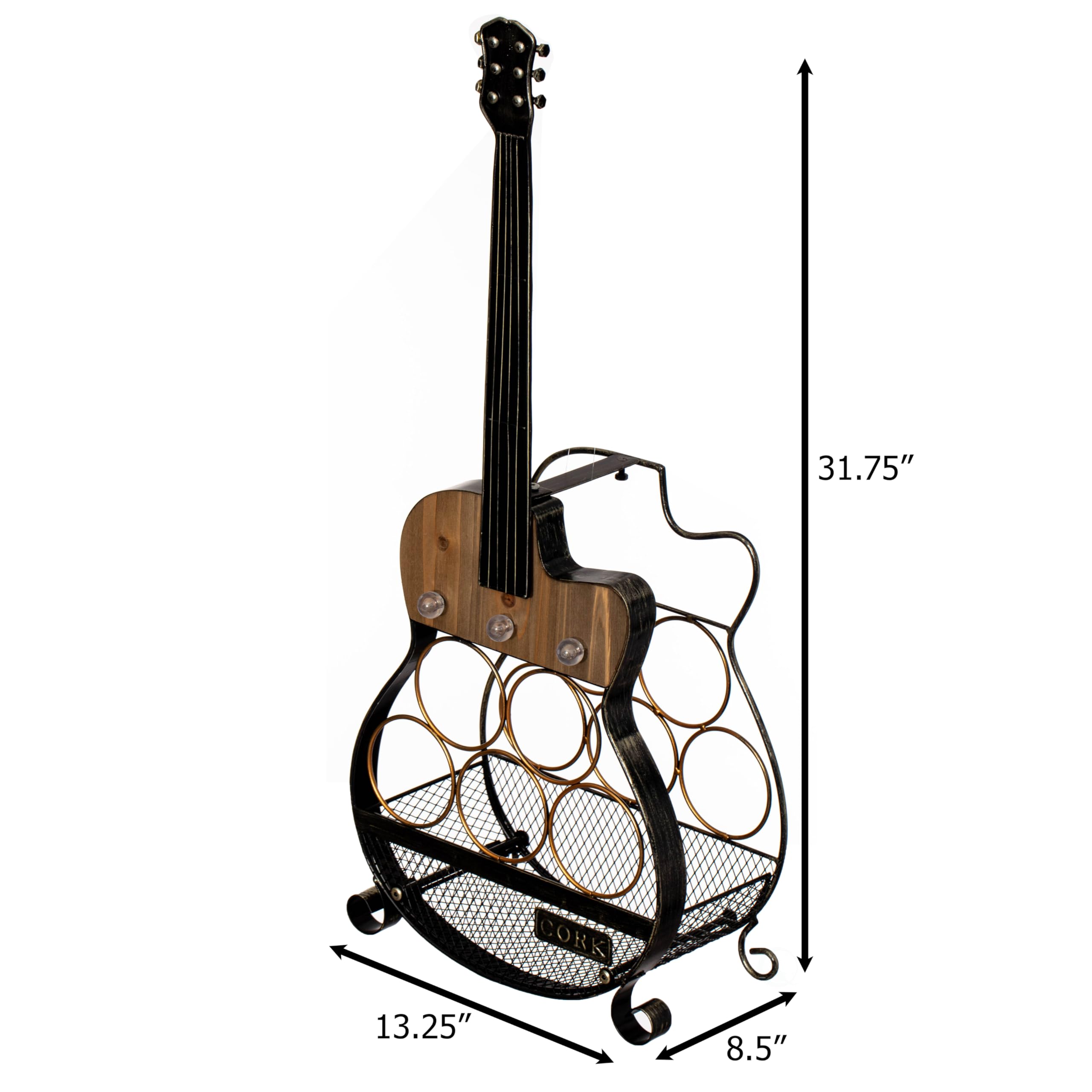 Guitar Wine Rack 5-Bottle LED Freestanding