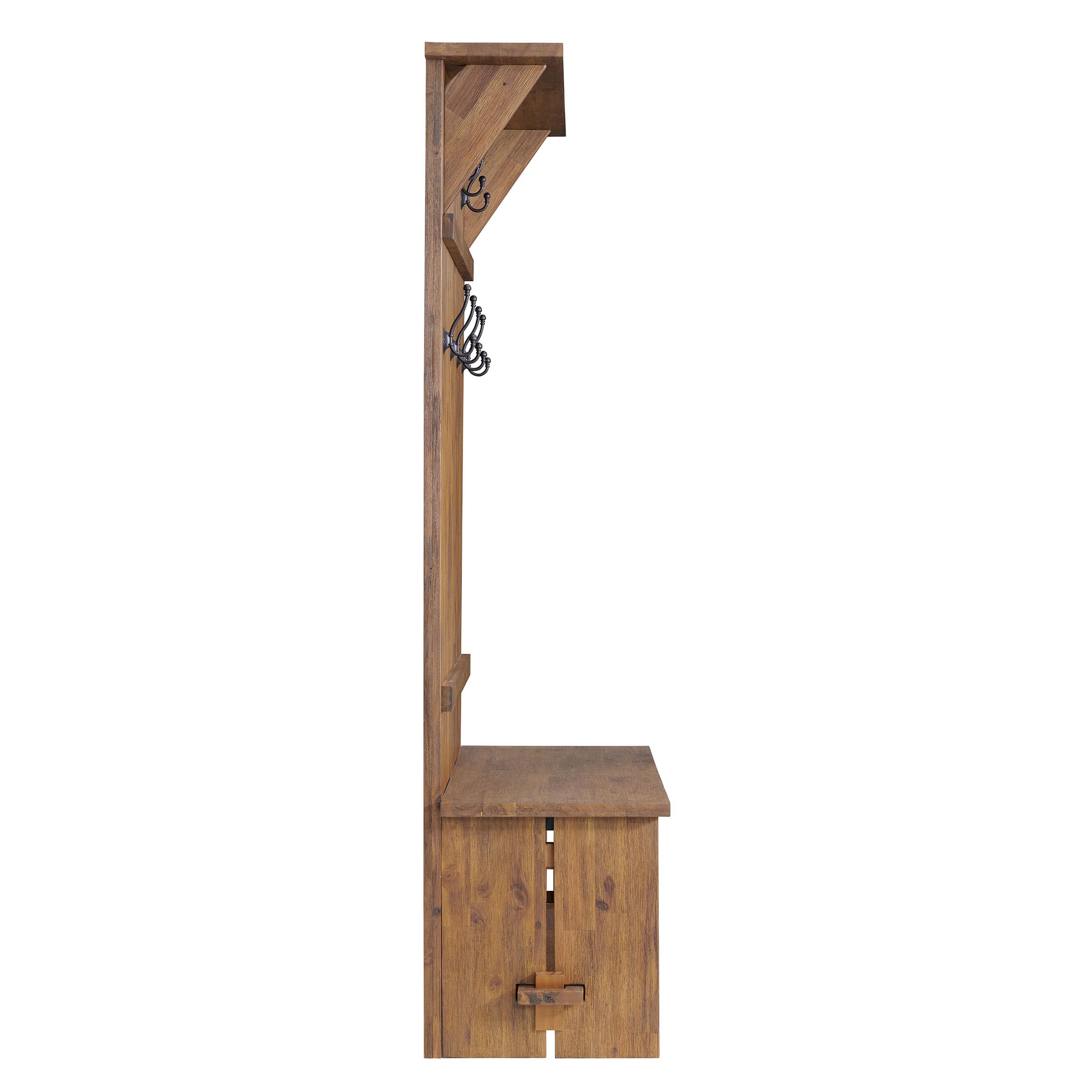 70" Acacia Wood Hall Tree with Bench & Storage