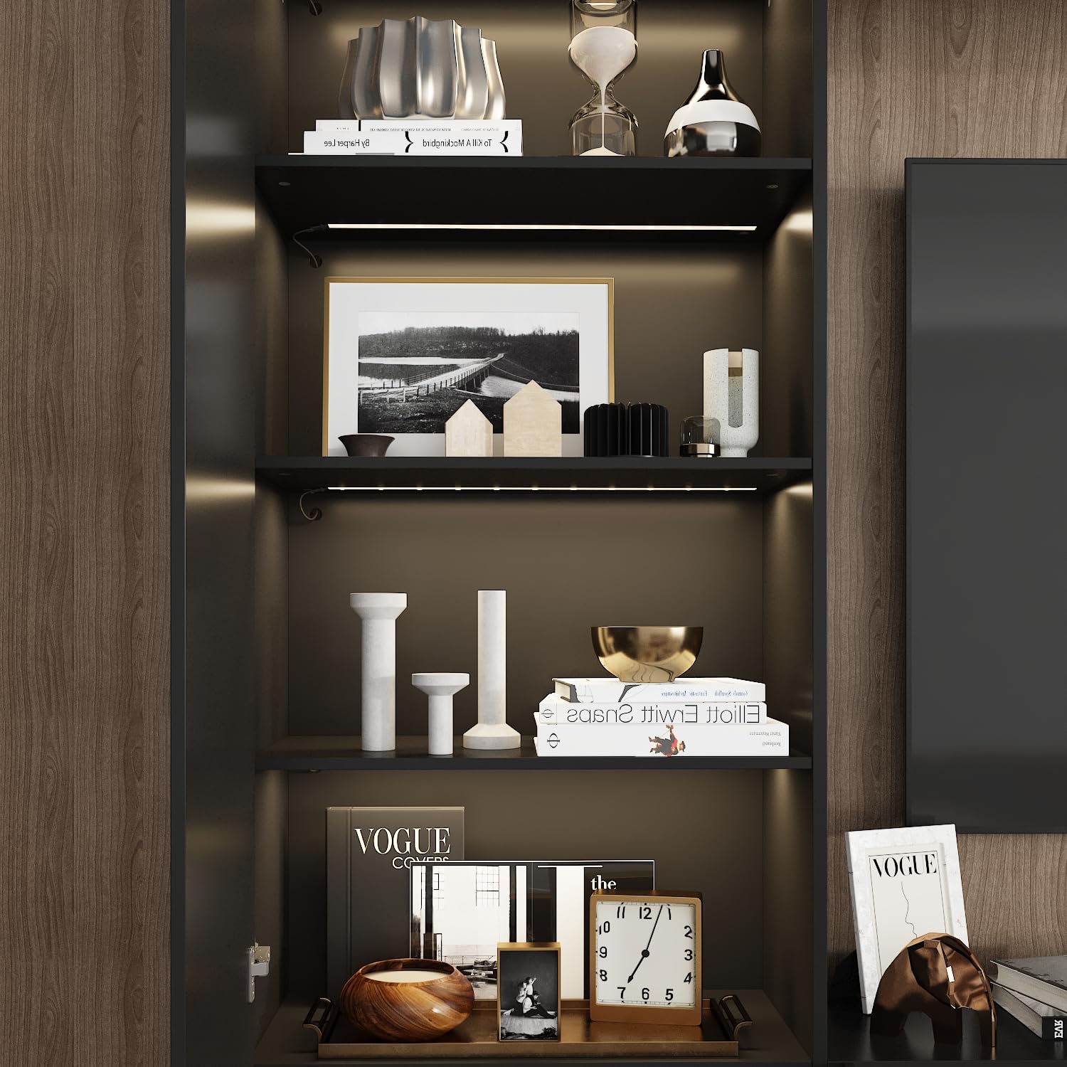 Large Wall Unit Entertainment Center with LED Lights