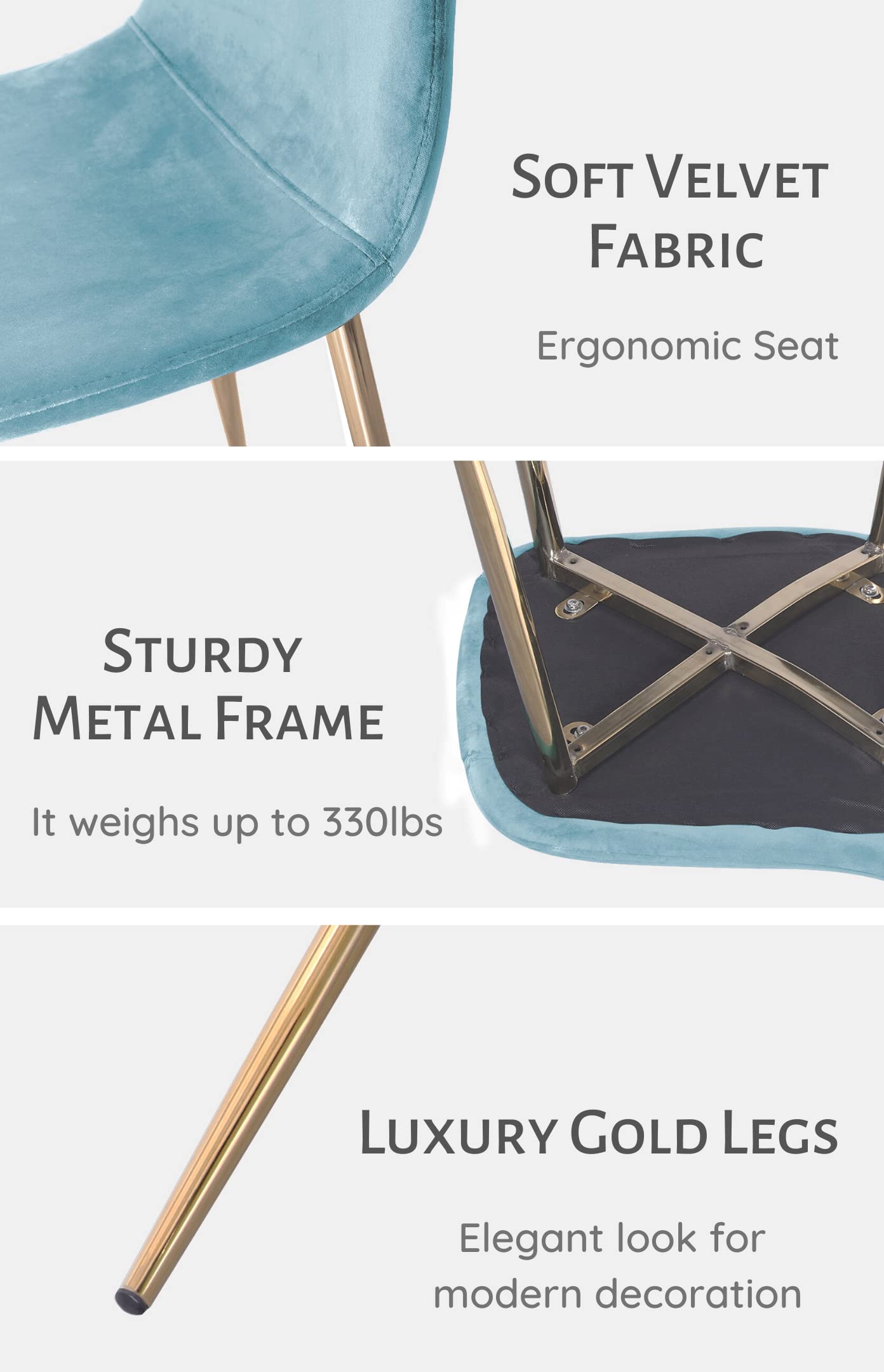 Velvet Dining Chairs Set of 4 with Gold Chrome Legs