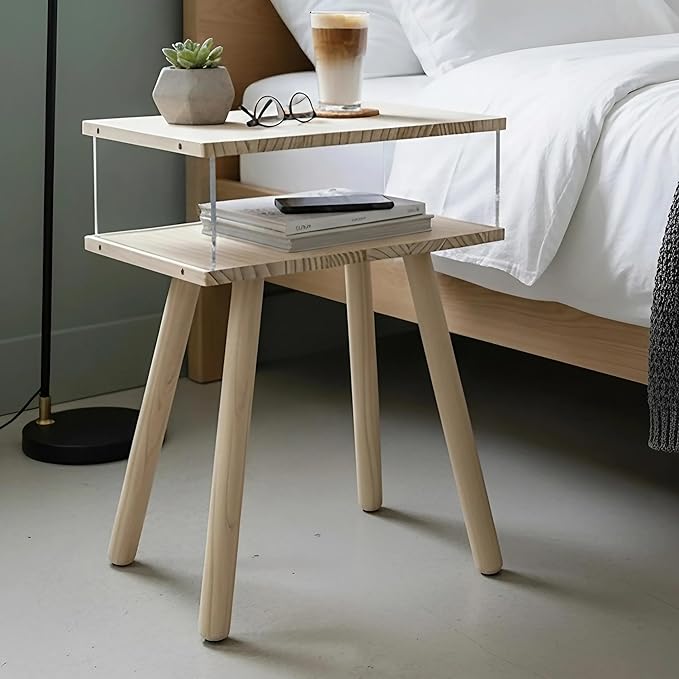 Cat Bedside Table with Acrylic Guardrail