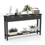 Console Table with 4 Drawers and Shelf - 60 Inch Long Entryway Hall Table