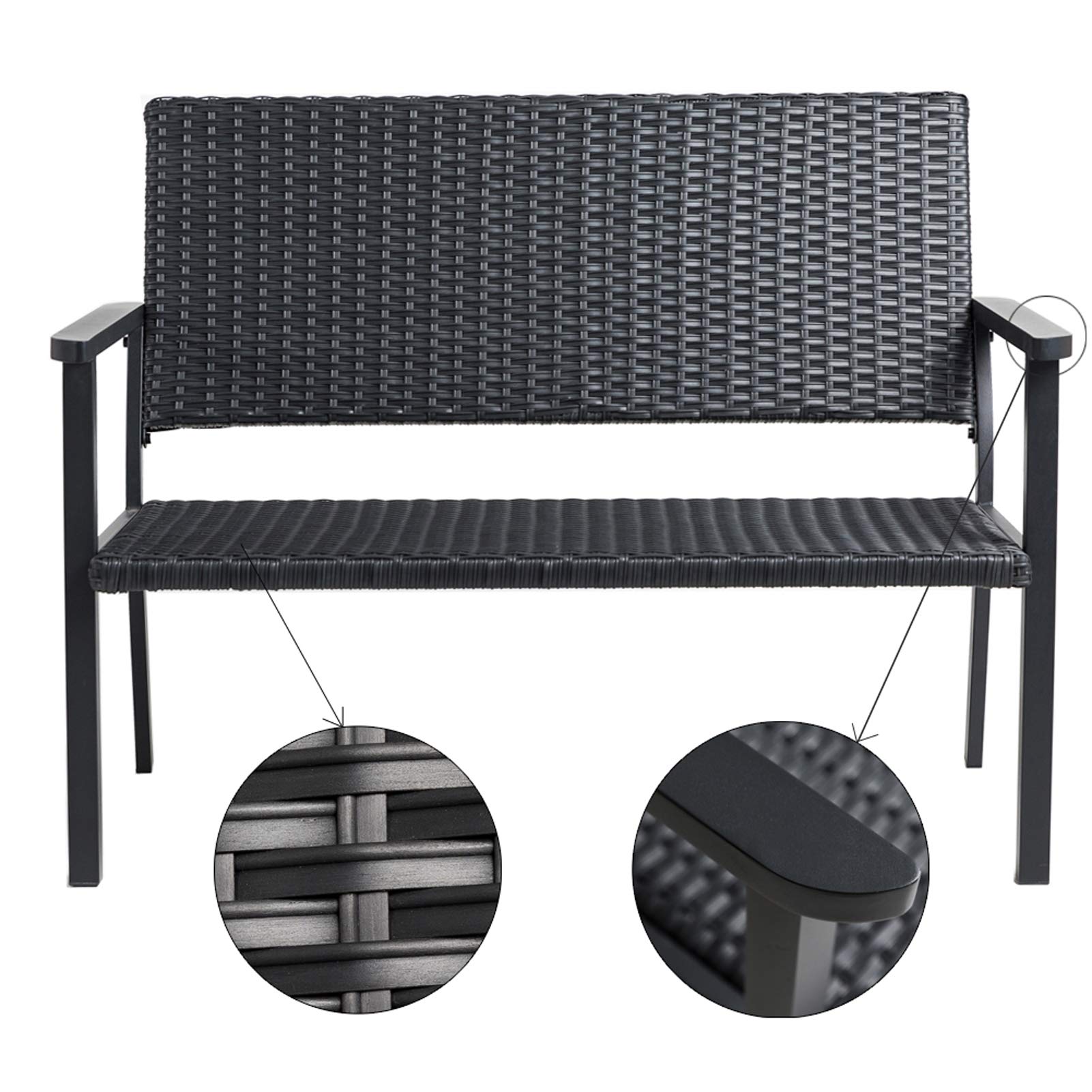 Outdoor Wicker Loveseat Bench