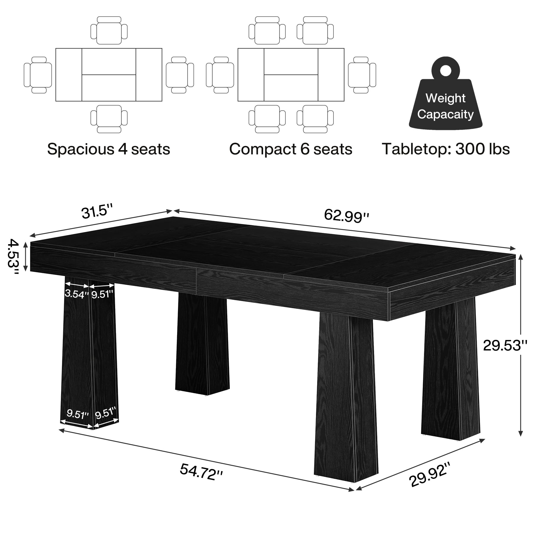 5ft Conference Table with Tapered Legs