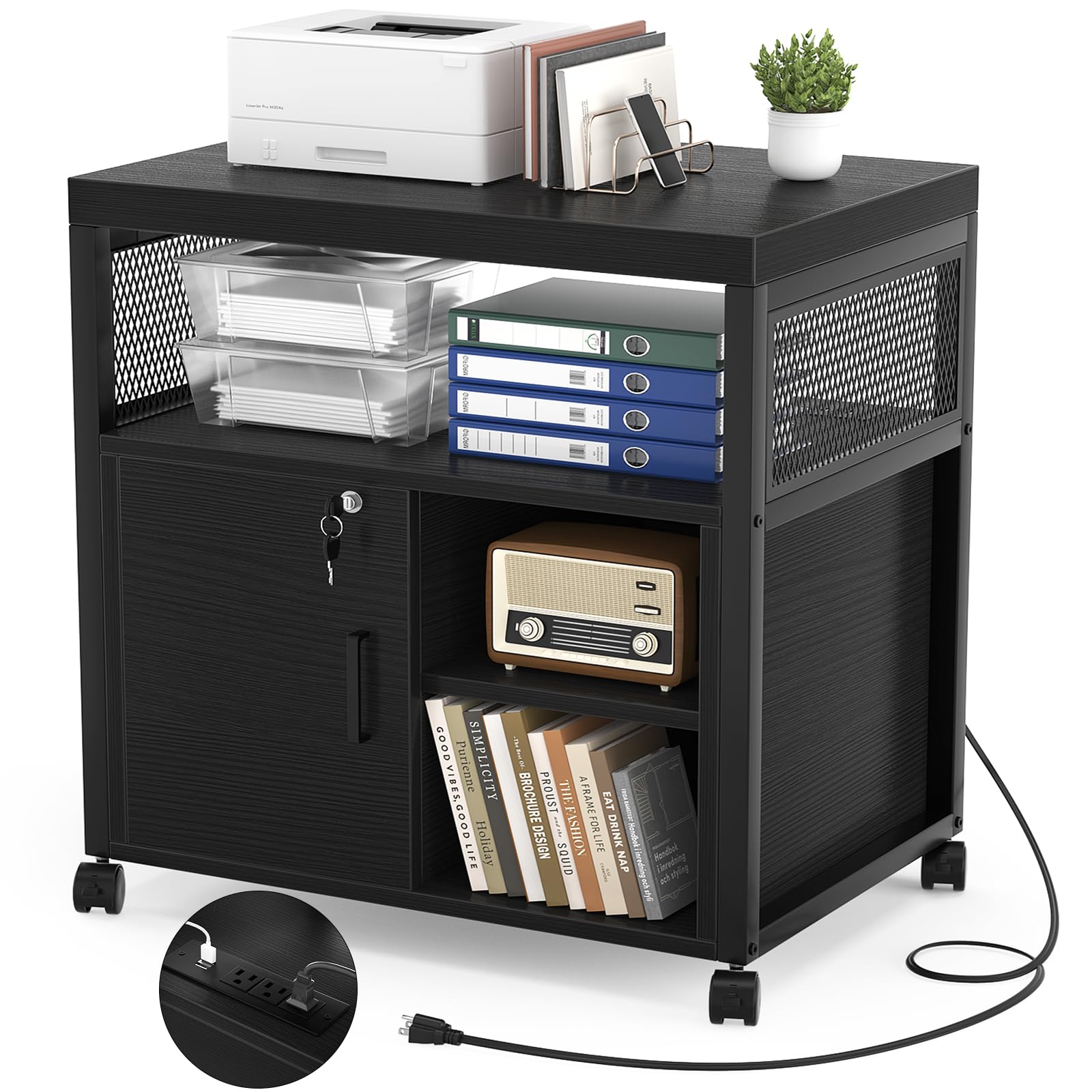 Lateral File Cabinet with Charging Ports