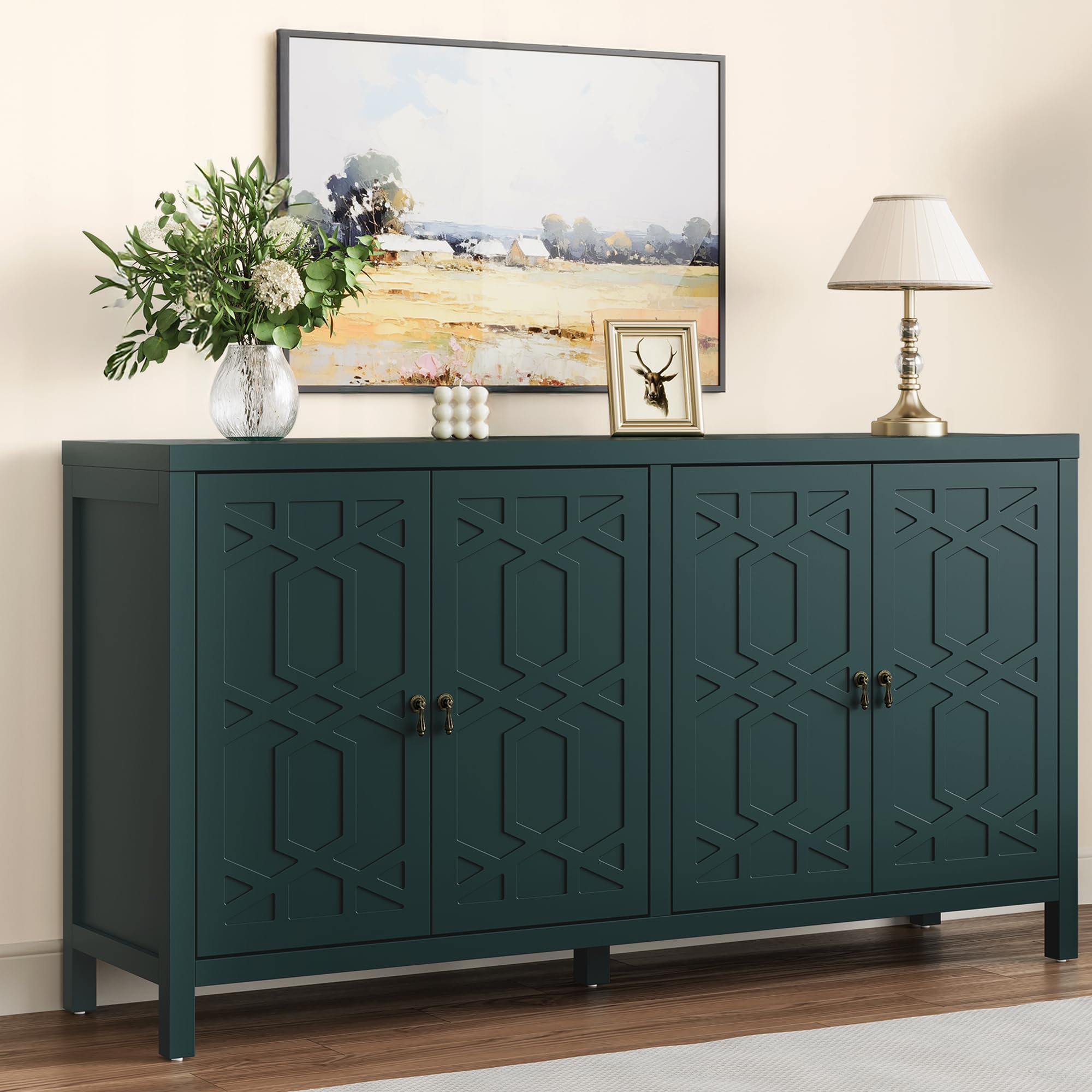 Modern Sideboard Buffet Cabinet 60" Forest Green