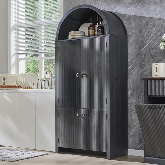 71" Tall Arched Kitchen Pantry Storage Cabinet