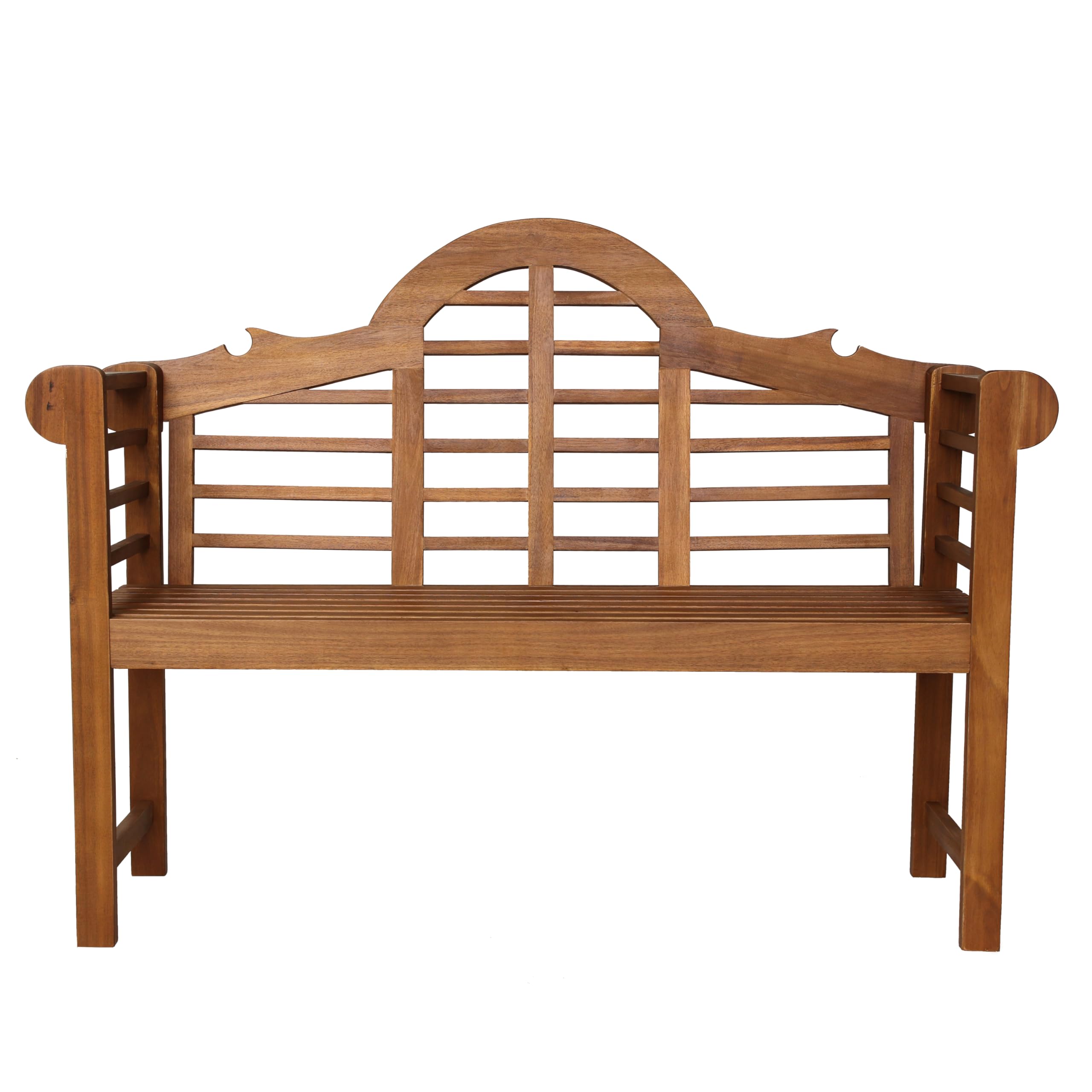 Acacia Wood Outdoor Garden Bench with Arched Back