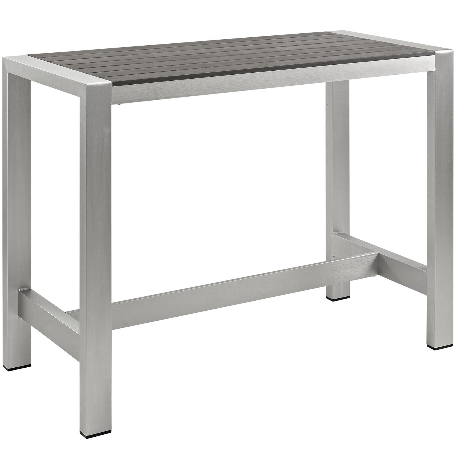 Outdoor Aluminum Rectangle Bar Table Silver Gray