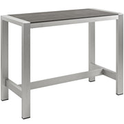 Outdoor Aluminum Rectangle Bar Table Silver Gray