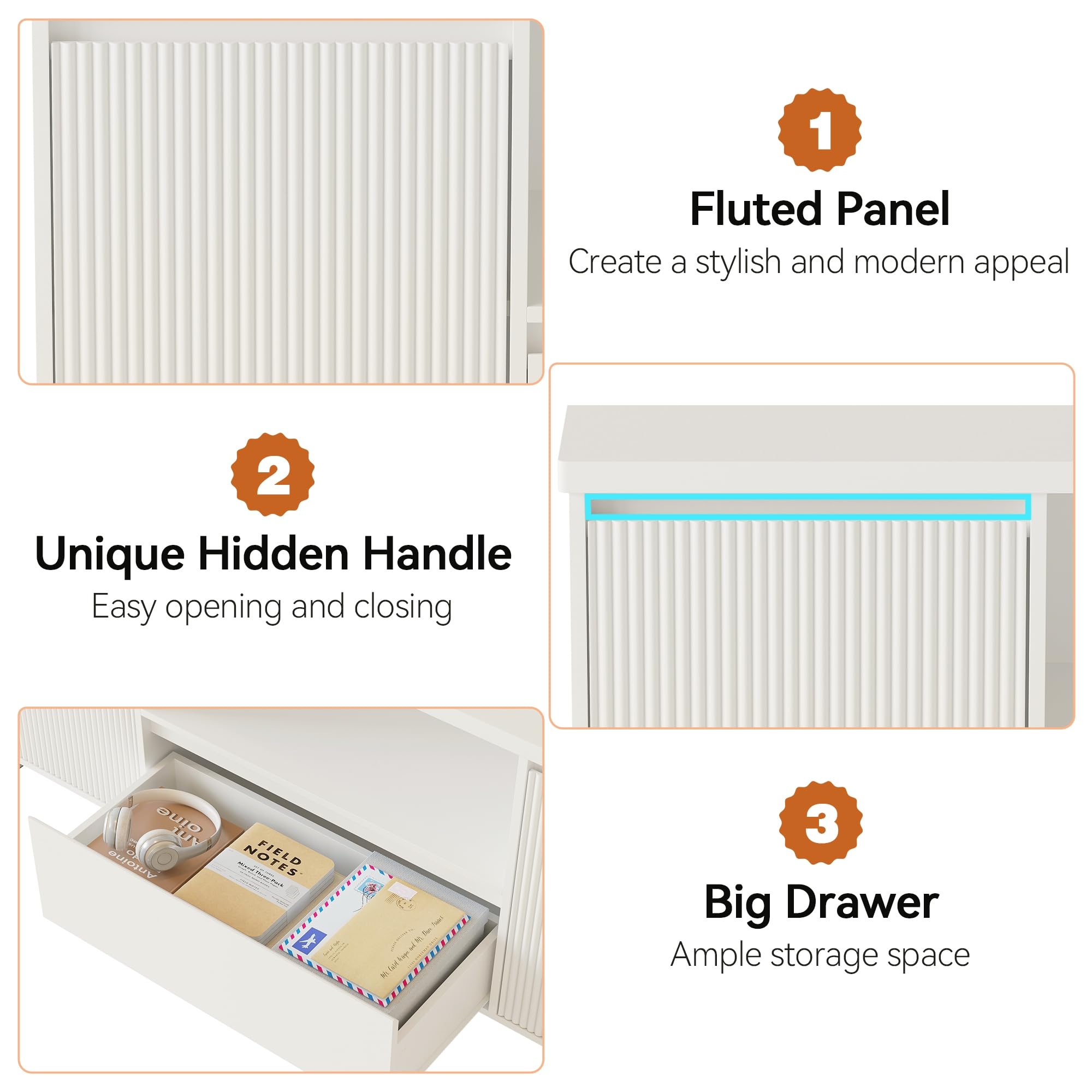 63" Fluted TV Stand with Storage