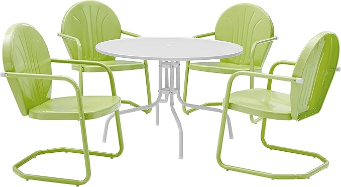 5-Piece Metal Outdoor Dining Set with Round Table and Chairs