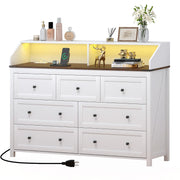 7 Drawer Dresser with LED Lights and Charging Station