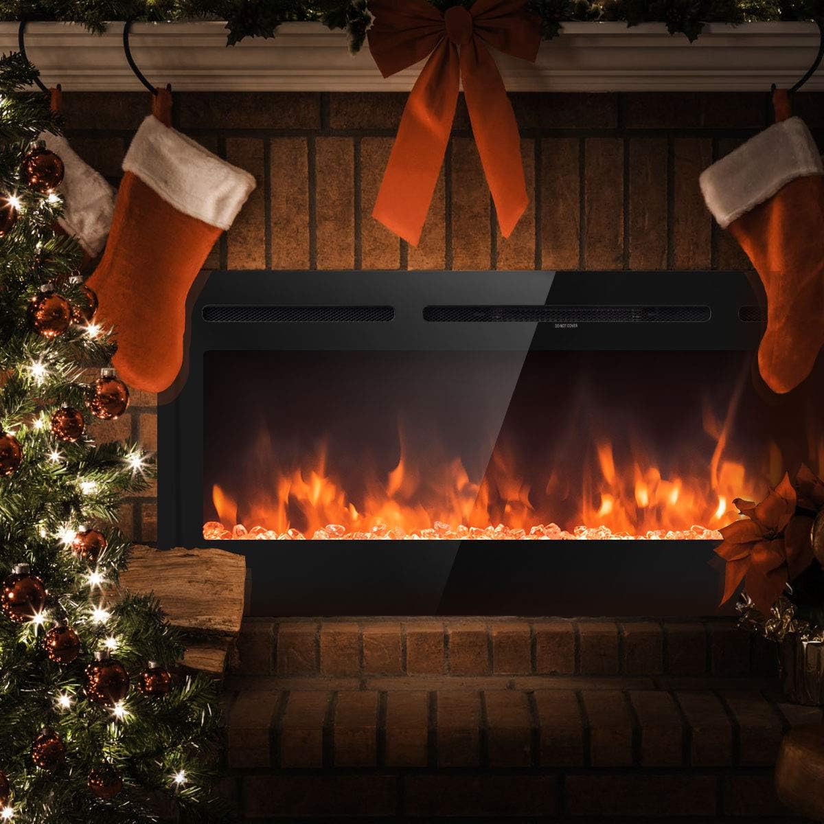 50-Inch Electric Fireplace Insert with Thermostat