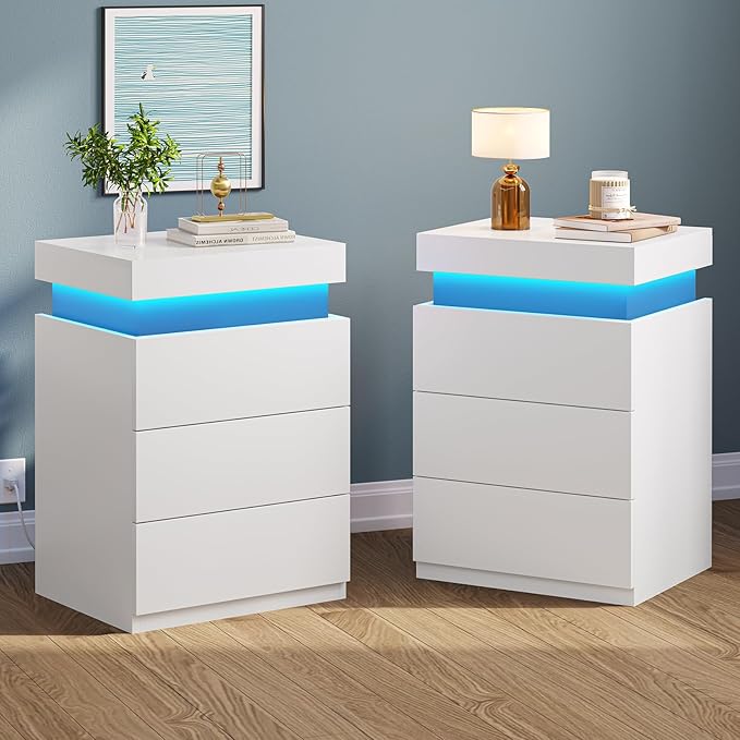 LED Nightstand with Charging Station