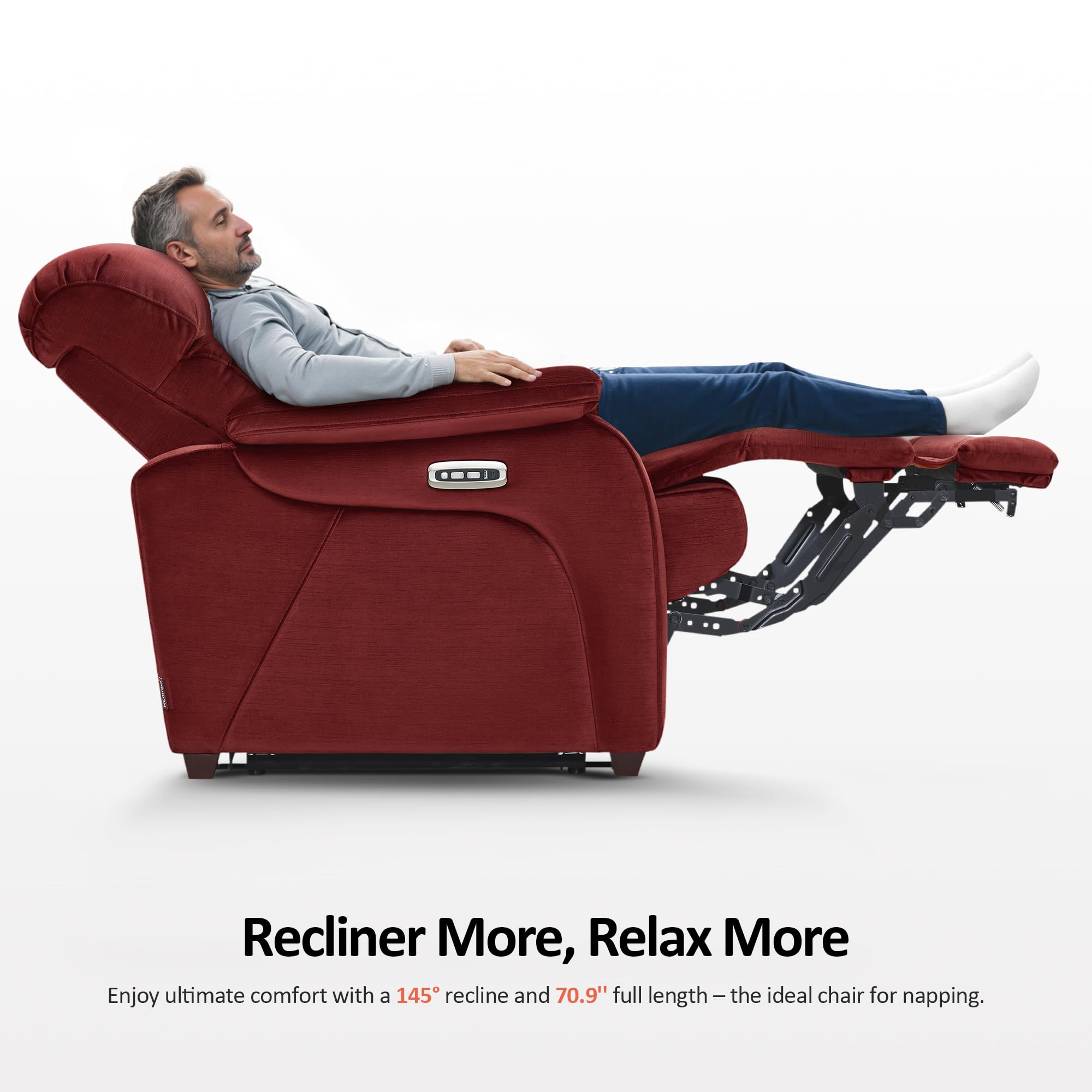 Power Zero Wall Hugger Recliner Chair with Adjustable Headrest and USB Charging