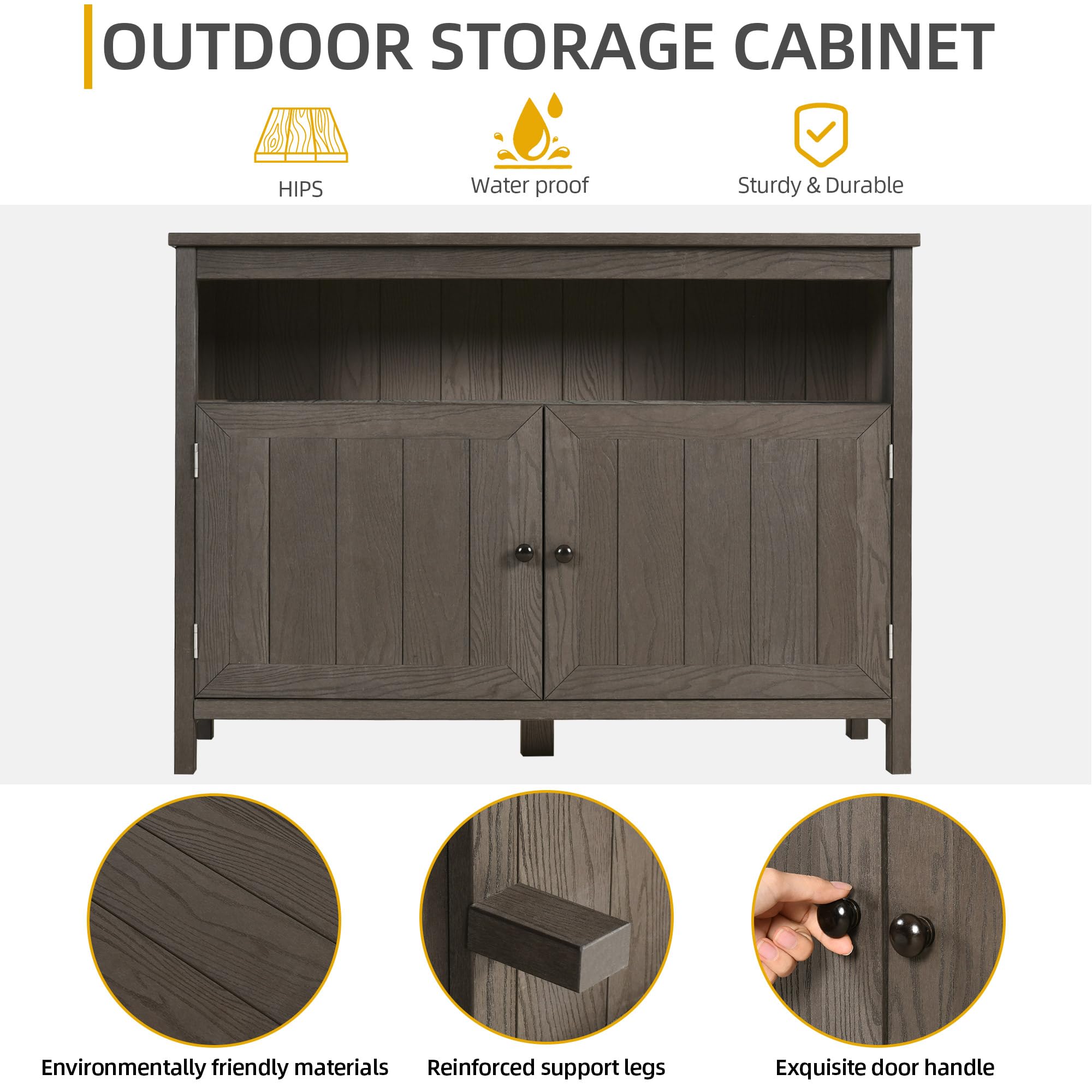 Outdoor Sideboard Storage Cabinet with Shelves