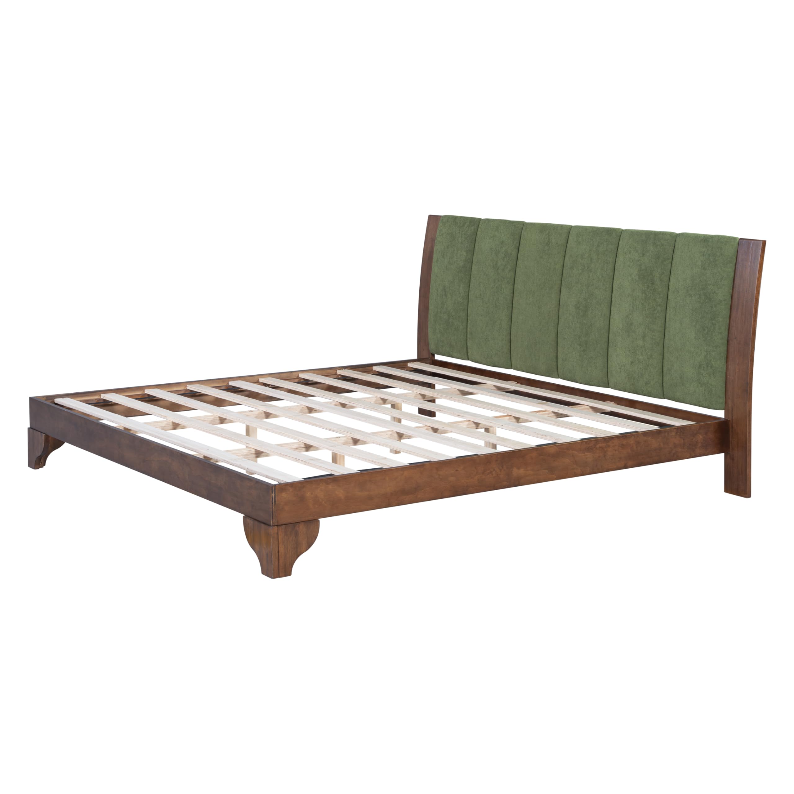 King Size Pine Wood Platform Bed Frame with Headboard