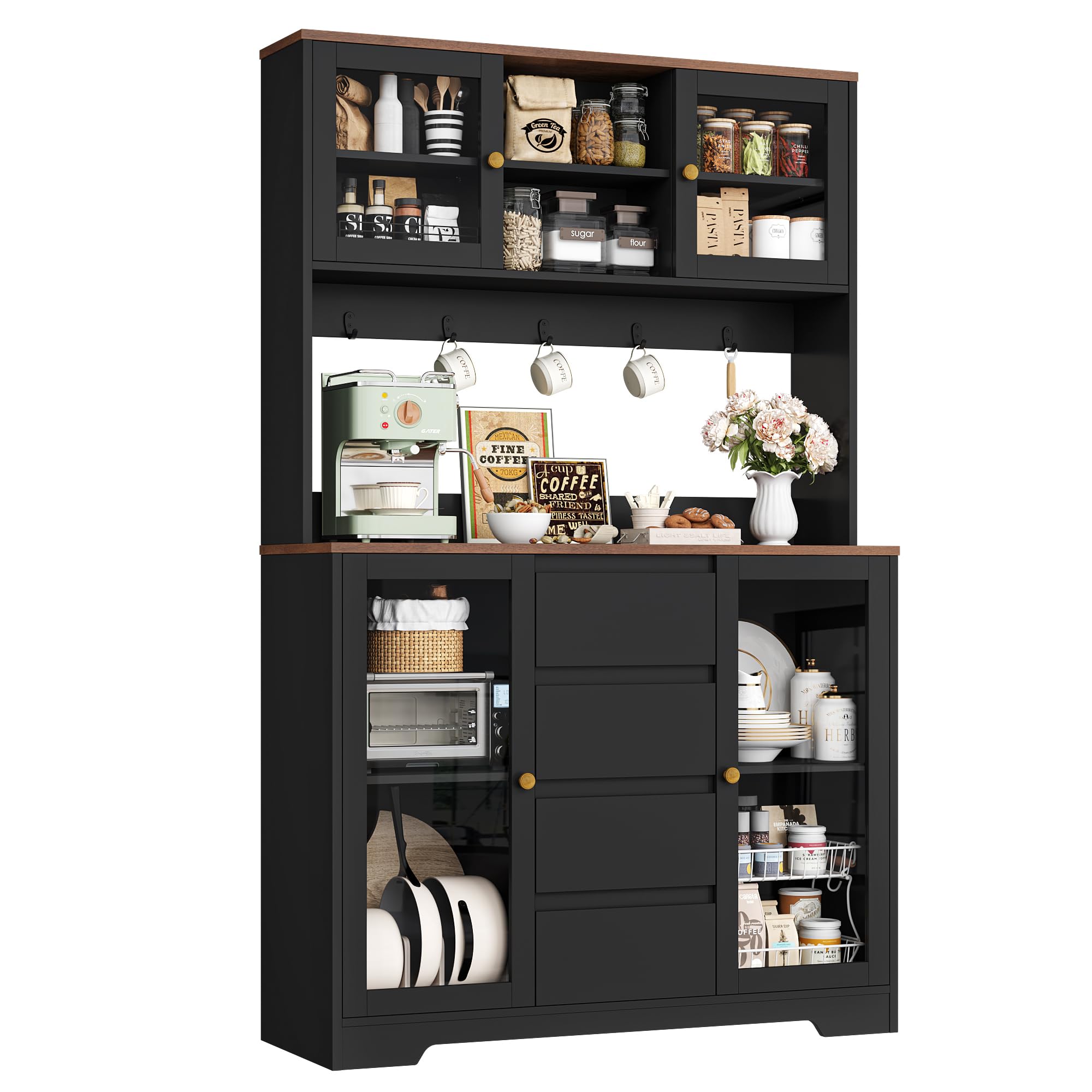 Kitchen Pantry Cabinet with Coffee Bar