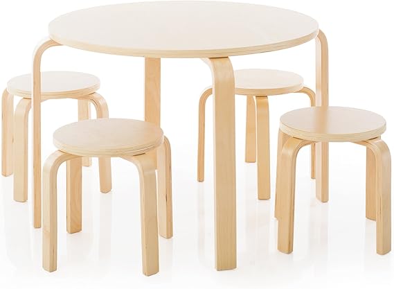 Nordic Table and Stools Set for Kids - White